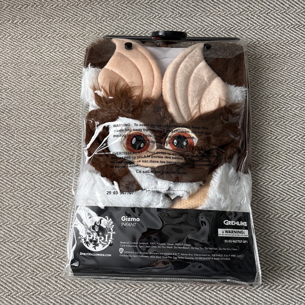 Gremlins Gizmo Infant 0-6 Months Full Body Halloween Costume Jumpsuit Hood 2pc - Picture 2 of 2